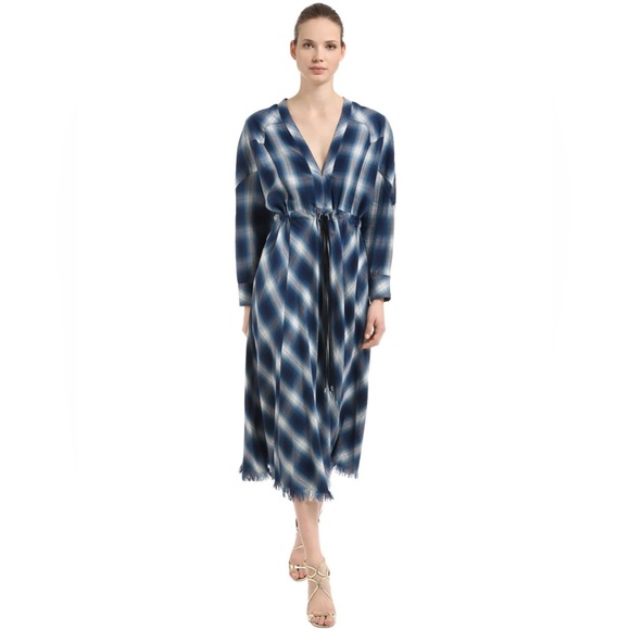NWT Jonathan Simkhai Washed Plaid Diamond Western Midi Dress 0 - Picture 4 of 5
